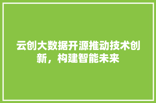 云创大数据开源推动技术创新，构建智能未来