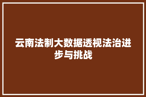 云南法制大数据透视法治进步与挑战