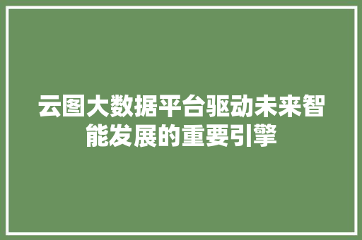 云图大数据平台驱动未来智能发展的重要引擎