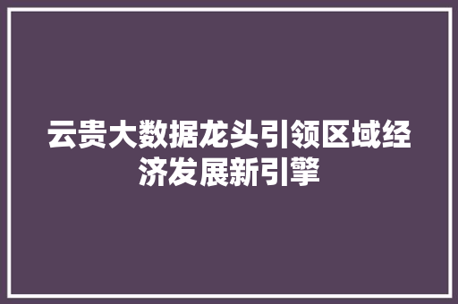 云贵大数据龙头引领区域经济发展新引擎