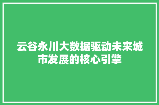 云谷永川大数据驱动未来城市发展的核心引擎