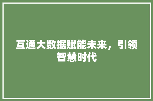 互通大数据赋能未来，引领智慧时代