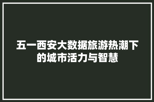 五一西安大数据旅游热潮下的城市活力与智慧