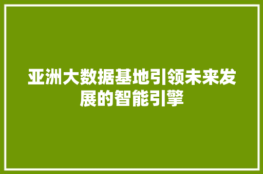亚洲大数据基地引领未来发展的智能引擎