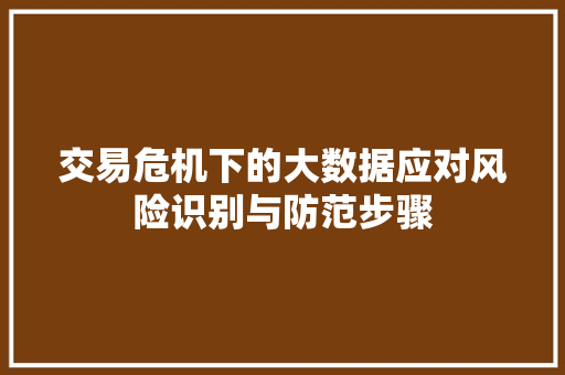 交易危机下的大数据应对风险识别与防范步骤
