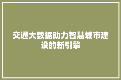 交通大数据助力智慧城市建设的新引擎