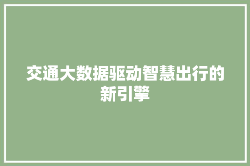 交通大数据驱动智慧出行的新引擎