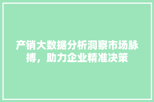 产销大数据分析洞察市场脉搏，助力企业精准决策
