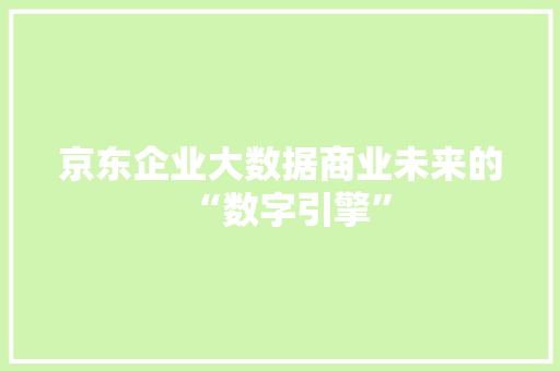 京东企业大数据商业未来的“数字引擎”