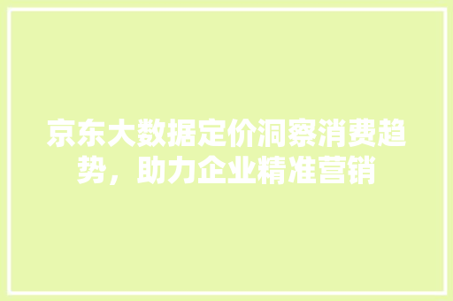 京东大数据定价洞察消费趋势，助力企业精准营销