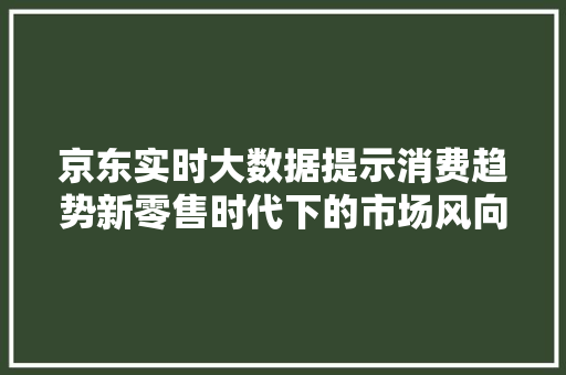 京东实时大数据提示消费趋势新零售时代下的市场风向标 电脑基础