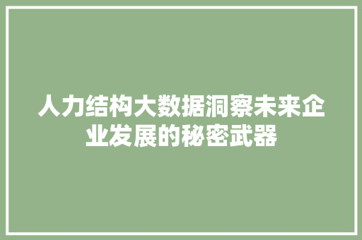 人力结构大数据洞察未来企业发展的秘密武器