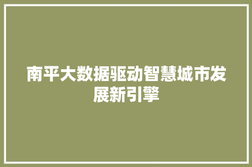 南平大数据驱动智慧城市发展新引擎 操作系统
