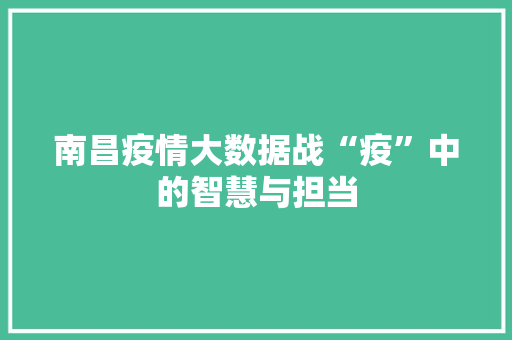 南昌疫情大数据战“疫”中的智慧与担当 电脑故障维修
