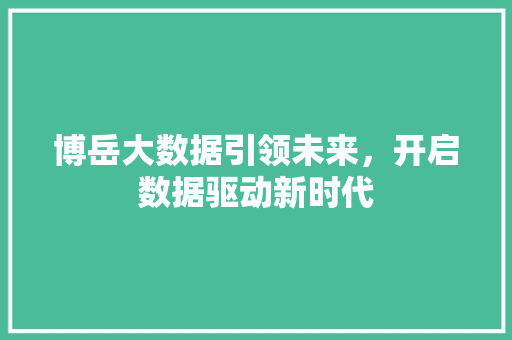 博岳大数据引领未来,开启数据驱动新时代 博岳大数据引领未来,开启数据驱动新时代