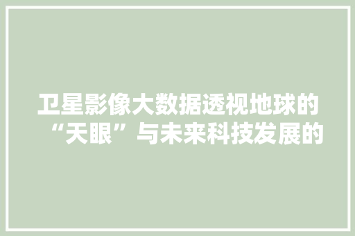 卫星影像大数据透视地球的“天眼”与未来科技发展的新引擎
