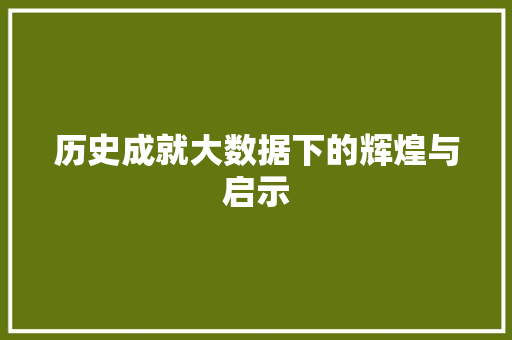 历史成就大数据下的辉煌与启示 电脑配置