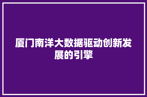 厦门南洋大数据驱动创新发展的引擎 操作系统