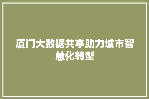 厦门大数据共享助力城市智慧化转型 电脑配置