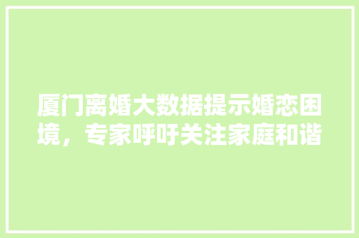 厦门离婚大数据提示婚恋困境，专家呼吁关注家庭和谐 电脑基础