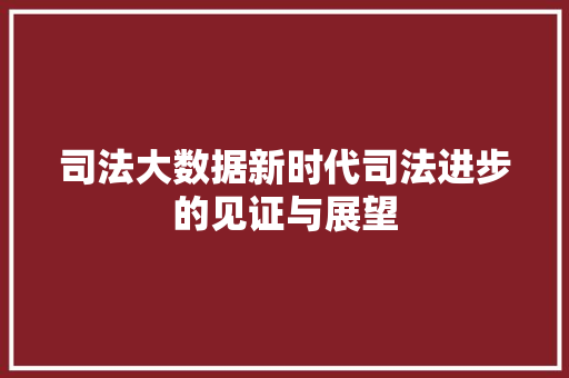 司法大数据新时代司法进步的见证与展望 电脑故障维修