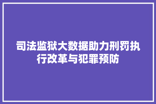 司法监狱大数据助力刑罚执行改革与犯罪预防