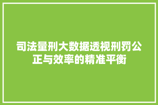 司法量刑大数据透视刑罚公正与效率的精准平衡 司法量刑大数据透视刑罚公正与效率的精准平衡