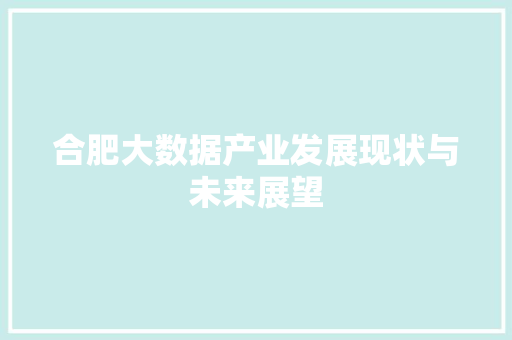 合肥大数据产业发展现状与未来展望