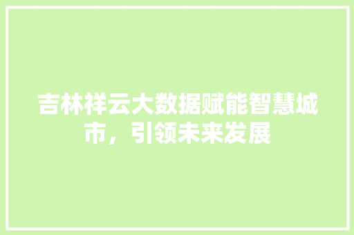吉林祥云大数据赋能智慧城市，引领未来发展