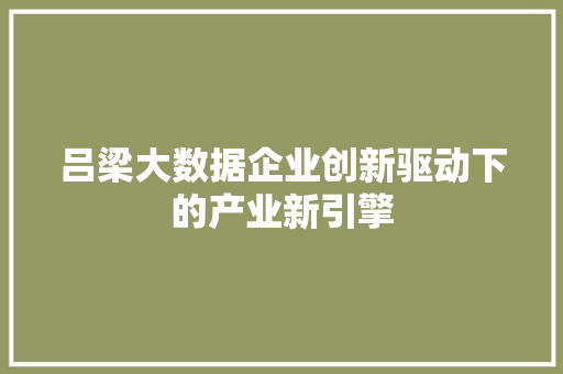 吕梁大数据企业创新驱动下的产业新引擎 电脑配置