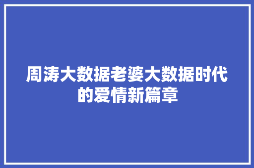 周涛大数据老婆大数据时代的爱情新篇章 电脑故障维修 周涛大数据老婆大数据时代的爱情新篇章 电脑故障维修