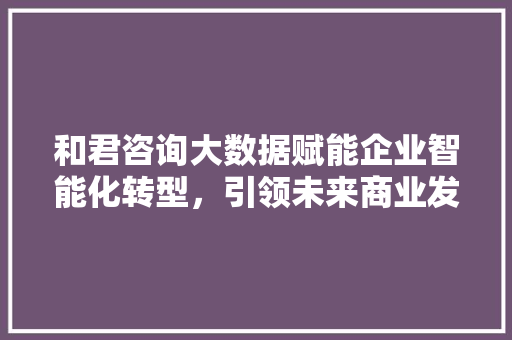和君咨询大数据赋能企业智能化转型，引领未来商业发展 操作系统
