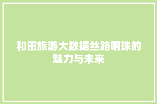 和田旅游大数据丝路明珠的魅力与未来 编程语言