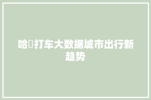 哈啰打车大数据城市出行新趋势 编程语言 哈啰打车大数据城市出行新趋势 编程语言