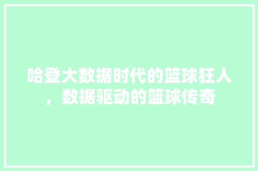 哈登大数据时代的篮球狂人，数据驱动的篮球传奇 编程语言