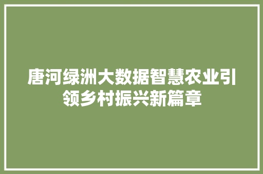 唐河绿洲大数据智慧农业引领乡村振兴新篇章 电脑故障维修