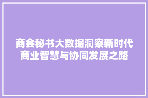 商会秘书大数据洞察新时代商业智慧与协同发展之路 电脑基础