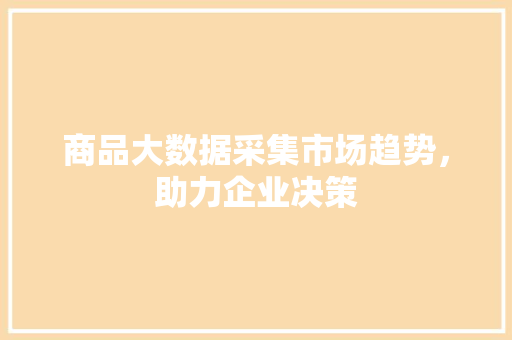 商品大数据采集市场趋势，助力企业决策 网络技术