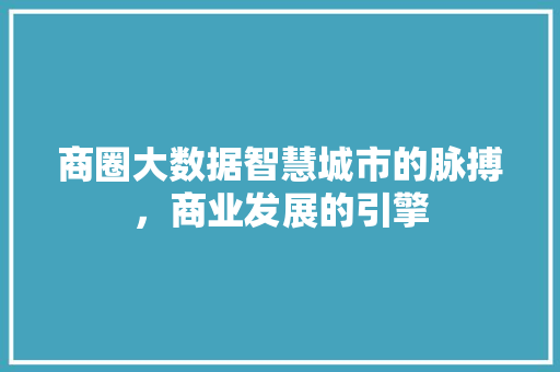 商圈大数据智慧城市的脉搏,商业发展的引擎 操作系统 商圈大数据智慧城市的脉搏,商业发展的引擎 操作系统