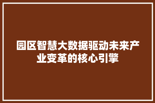园区智慧大数据驱动未来产业变革的核心引擎 电脑配置