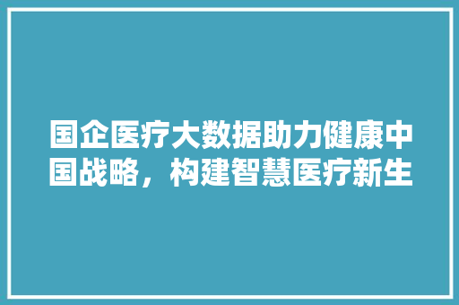 国企医疗大数据助力健康中国战略，构建智慧医疗新生态 电脑基础