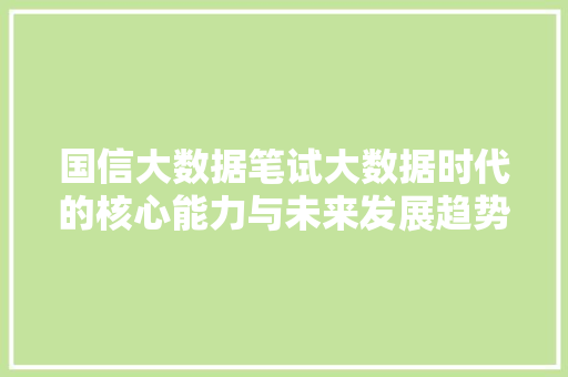 国信大数据笔试大数据时代的核心能力与未来发展趋势 编程语言