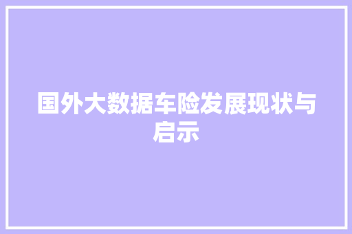 国外大数据车险发展现状与启示 电脑基础
