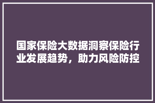 国家保险大数据洞察保险行业发展趋势，助力风险防控与创新发展 编程语言