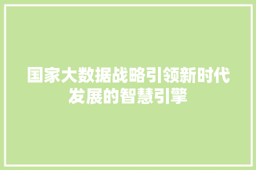 国家大数据战略引领新时代发展的智慧引擎 电脑故障维修