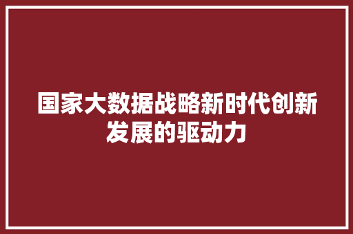 国家大数据战略新时代创新发展的驱动力 网络技术
