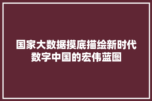 国家大数据摸底描绘新时代数字中国的宏伟蓝图 编程语言