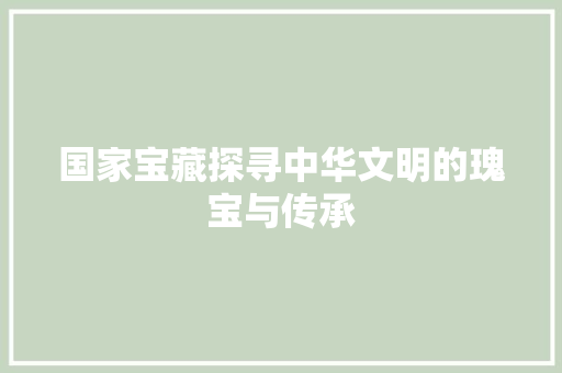 国家宝藏探寻中华文明的瑰宝与传承 电脑配置