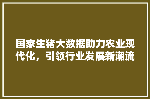 国家生猪大数据助力农业现代化，引领行业发展新潮流 电脑基础