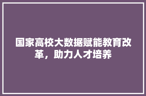 国家高校大数据赋能教育改革，助力人才培养 编程语言